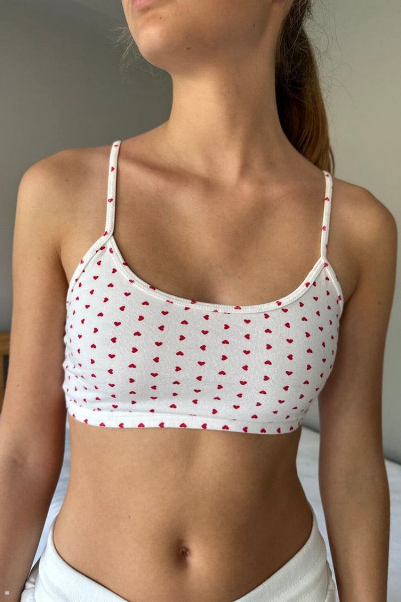 Soutien Gorge Brandy Melville Laney Hearts Blanche Rouge | ELL-47297566